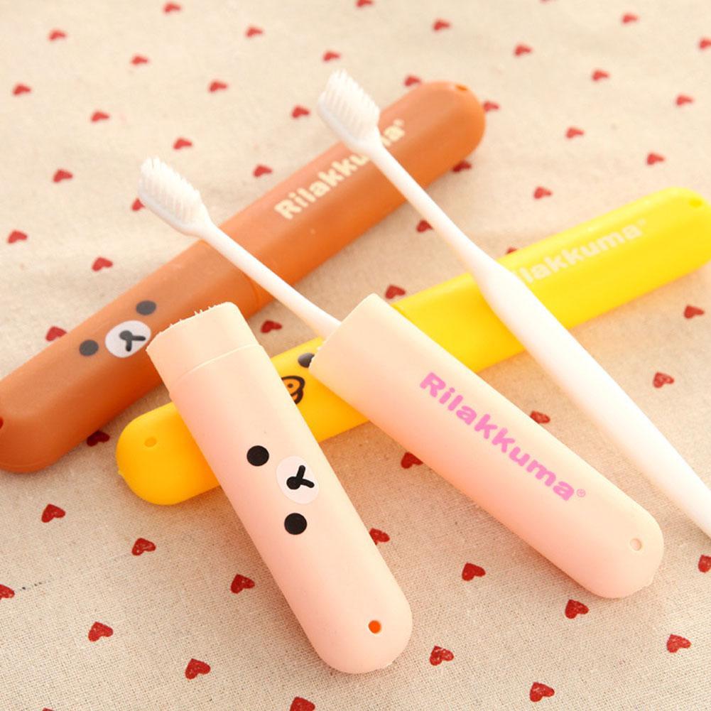 Hộp đựng bàn chải đánh răng hình trụ hoạt hình có nắp đậy tiện dụng