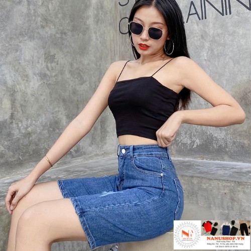 Quần Jean nữ ❤FreeShip❤ KAVO BLUE - Dáng Ngố Jeans màu xanh đậm cạp cao; Mã KB725141