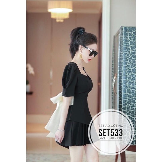 Bigsize Set áo cột nơ SET533
