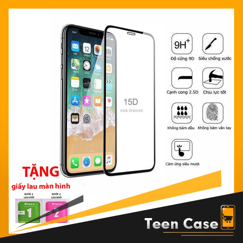 Cường lực iphone 6 Plus 7 Plus 8 Plus X Xr Xs Max 11 pro max Full màn Chống vân 15D