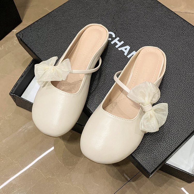 Dép Bít Mũi Đính Nơ Phong Cách Retro Pháp Thời Trang Mùa Hè Hàng Mới TTH350