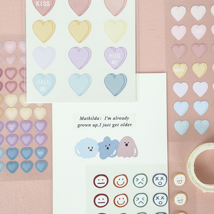 &lt;Ảnh Thật Shop Chụp&gt; Bộ 3 Tấm Sticker Hình Dán Pastel Trang Trí Sổ Tay Mohamm Điện Thoại Vở Khay Đựng Bút M023