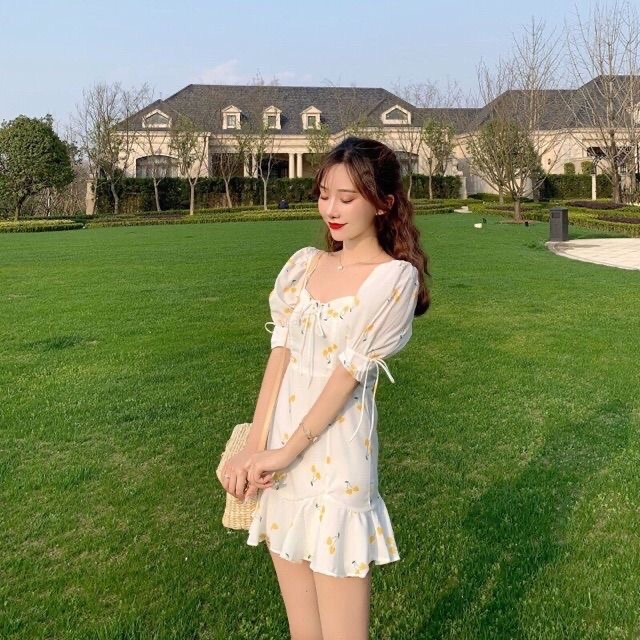 Đầm cherry ulzzang hàn quốc 2 màu đệm ngực siêu xinh | BigBuy360 - bigbuy360.vn