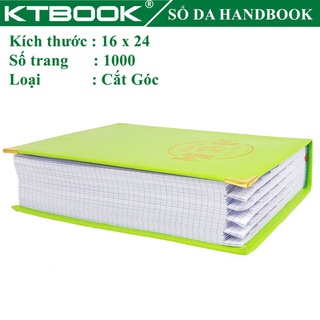 SỔ GHI CHÉP BÌA DA HANDBOOK CAO CẤP KTBOOK 1000 trang size 16 x 24 cm ruột giấy in caro có cắt góc