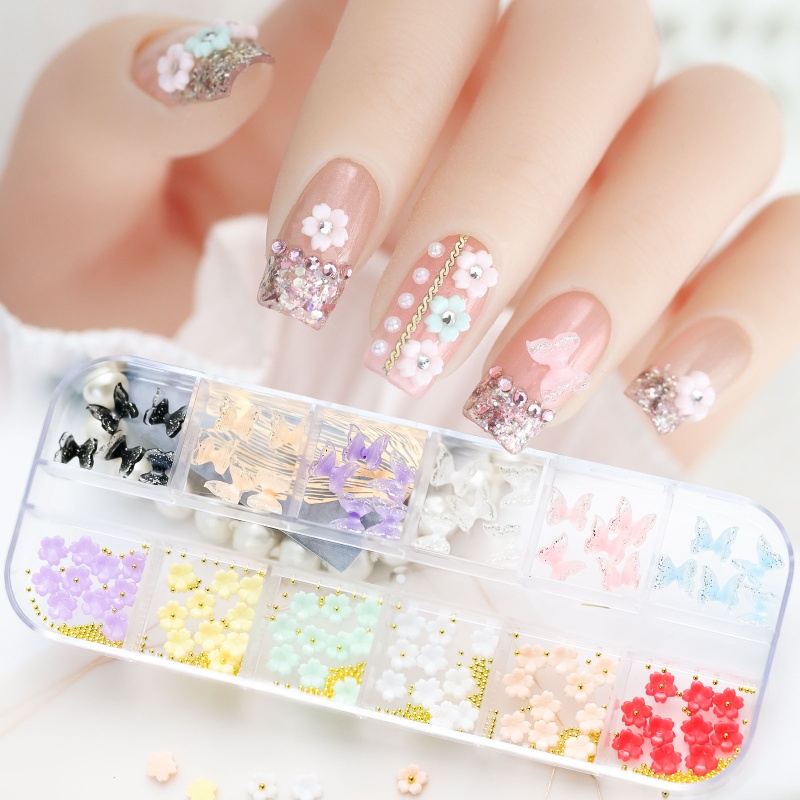 Hạt 3d Hình Hoa Trang Trí Móng Tay Nghệ Thuật