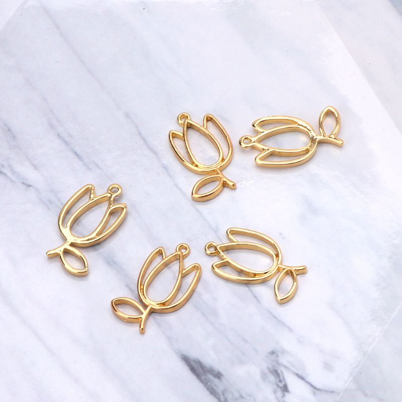 Bộ 5 Khung Kim Loại Hình Hoa Tulip Dùng Làm Trang Sức DIY