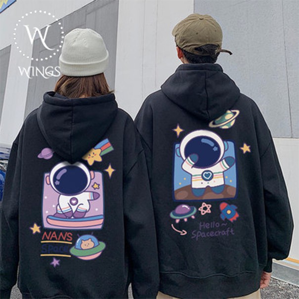 Áo hoodies nữ Wings phiên bản phi hành gia dễ thương đen trắng 45-90kg | BigBuy360 - bigbuy360.vn