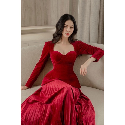 Set váy nhung đỏ