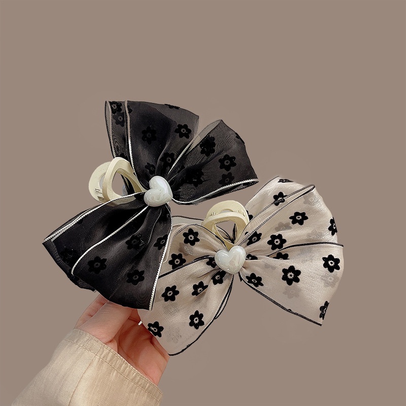 Kẹp Tóc Hình Nơ Lưng Đính Ngọc Trai Phong Cách Hàn Quốc Cho Nữ