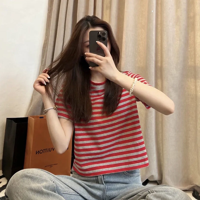 Áo Thun Cotton Tay Ngắn Họa Tiết Kẻ Sọc Mới 2022 JL-TX-236