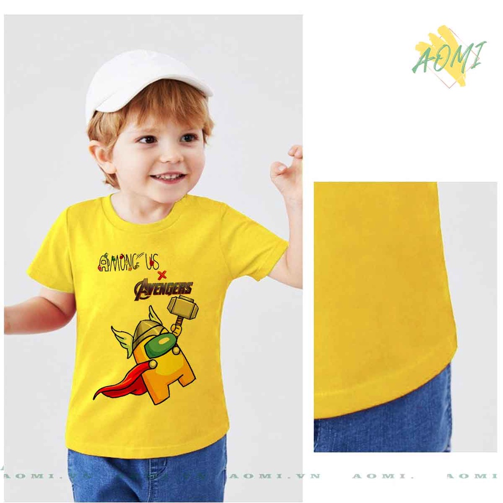 ÁO THUN among us avengers UNISEX PHÔNG VÀNG TAY NGẮN NAM NỮ GIA ĐÌNH CẶP ĐÔI SIZE TRẺ EM BÉ TRAI GÁI AOMIVN