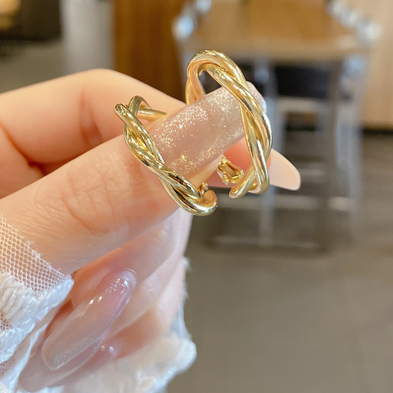 Khuyên Tai Kim Loại Thiết Kế Vặn Xoắn Xinh Xắn Thời Trang Cho Nữ