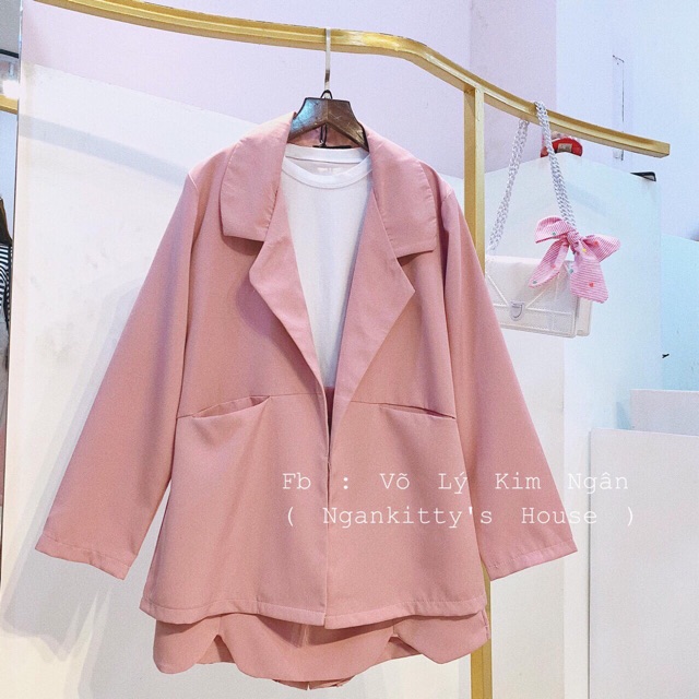 Set Vest Hồng Cao Cấp Bigsize 4 Món (Có Ảnh Thật)