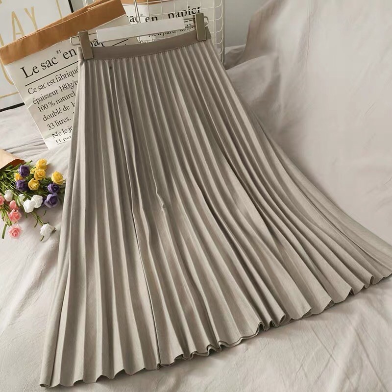 Chân váy li dài kaki đai thun | BigBuy360 - bigbuy360.vn