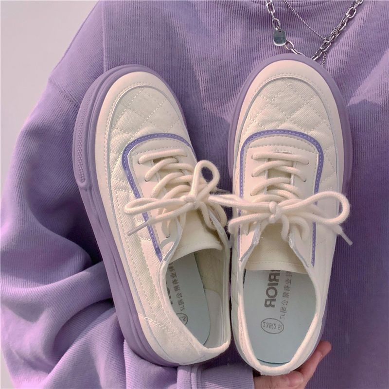 Giày Thể Thao Đế Dày Nữ, Giày Bánh Mì Tím Pastel Nhẹ Nhàng  ❤️