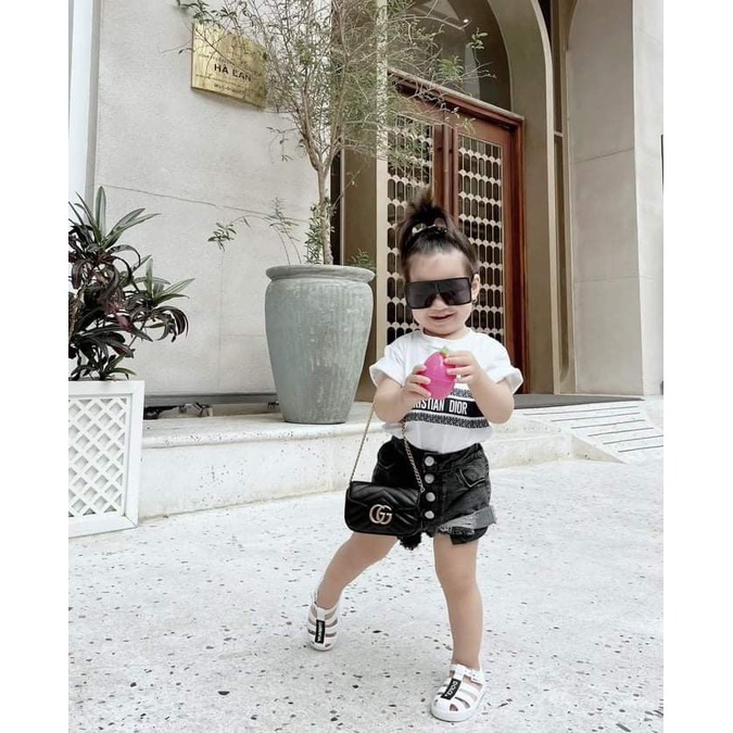 Áo thun tay lỡ Diorr cho bé , áo thun kid unisex , Kid_genZ