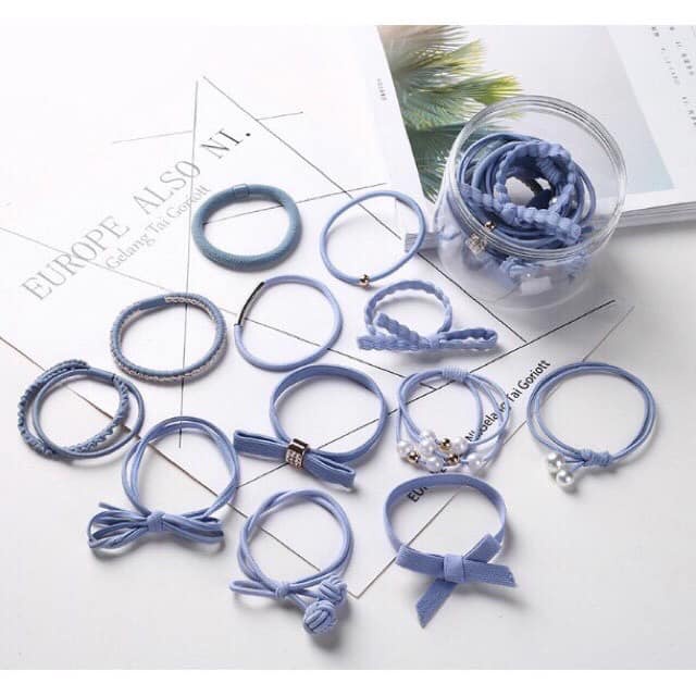 Set 12 Dây Buộc Tóc Hàn Quốc Siêu Xinh Kèm Hộp Đựng-GIAO NGẪU NHIÊN