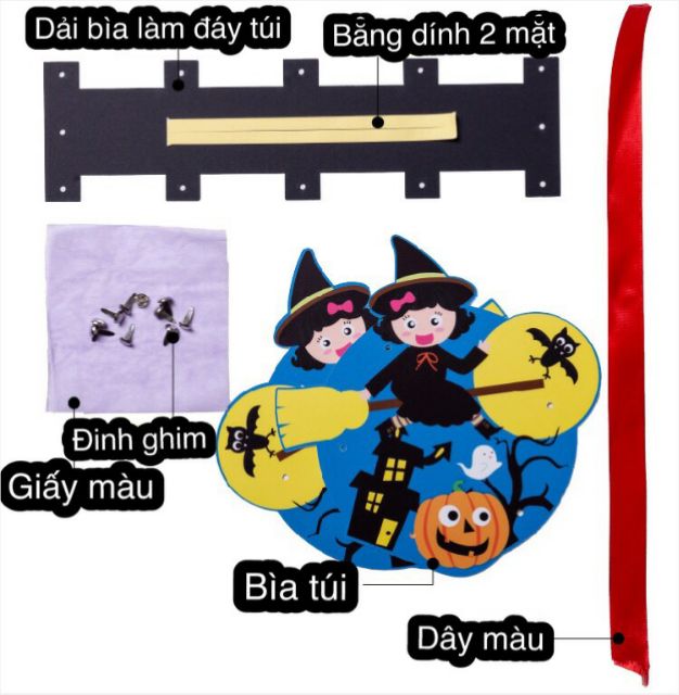 ĐÈN LỒNG HALLOWEEN HÌNH GIỎ XÁCH + ĐÈN NHÁY 7 MÀU