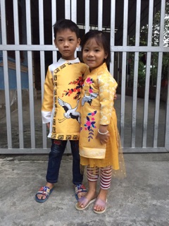 Combo áo dài cách tân bé trai bé gái