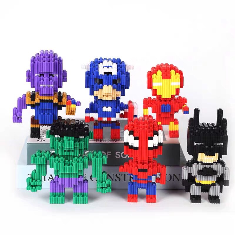 Sẵn Lego tự lắp ráp mô hình biệt đội siêu anh hùng Caption American Iron Man Bat man Spider man Hulk Thonas