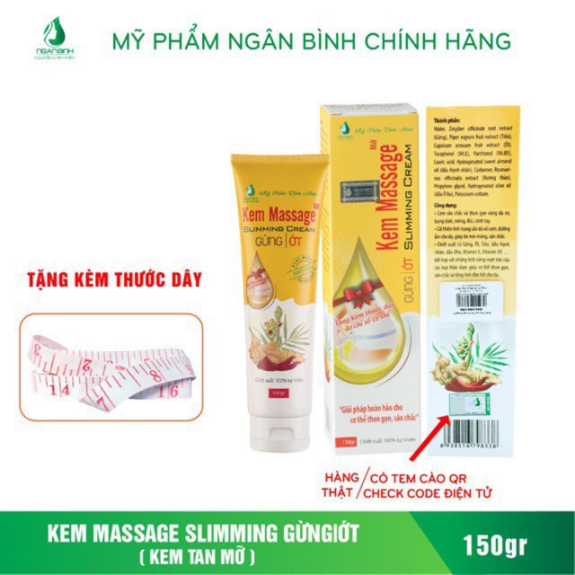 Kem Tan Mỡ Ngân Bình Gừng Ớt 150g . chính hãng Hàng Mới Cập Nhập