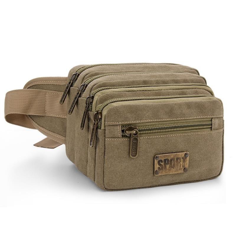 Túi bao tử đeo chéo, đeo thắt lưng vải canvas thời trang nam T68 SPORT (Kaki - Xanh - Đen)