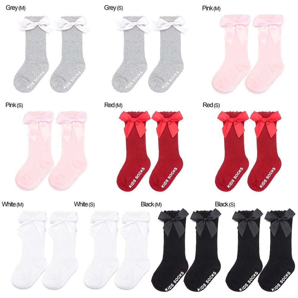 1 Đôi Vớ Cotton Mềm Mại Chống Trượt Đính Nơ Cho Bé Gái Sơ Sinh