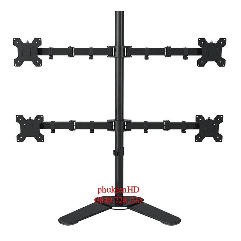 Giá Treo 4 Màn Hình Máy Tính M044 17 - 27 Inch Chân Đặt Bàn - Tay Đỡ Bốn Màn Hình Xoay 360 Độ - Tải Trọng 9Kg