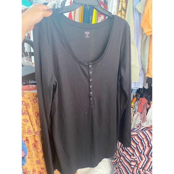PLUSSIZE Áo thun gân henley ana bigsize tay dài BIGSIZE