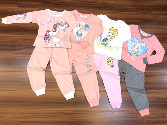 Bộ cotton dài tay bé gái