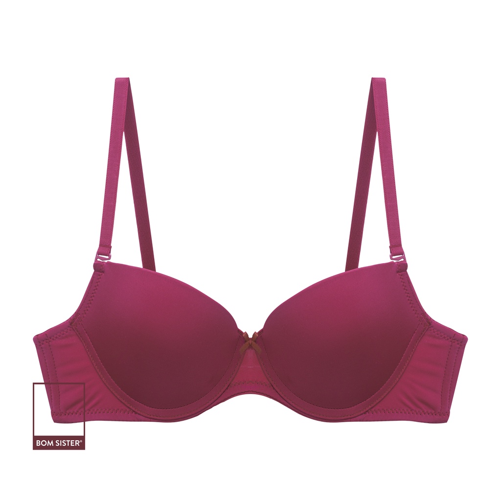 Áo lót mút mỏng có gọng thun lạnh màu trơn nâng ngực tự nhiên BOM SISTER MU1006