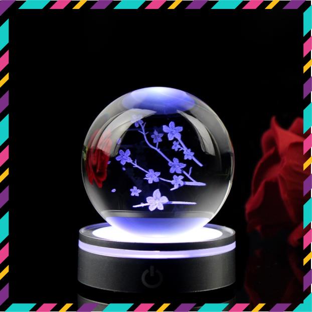 Quả Cầu Pha Lê 3D Phát Sáng Ban Đêm, Công Tắc Bật Tắt Chuyển Màu Sáng Linh Hoạt, Thích Hợp Quà Tặng, Decor Trang Trí