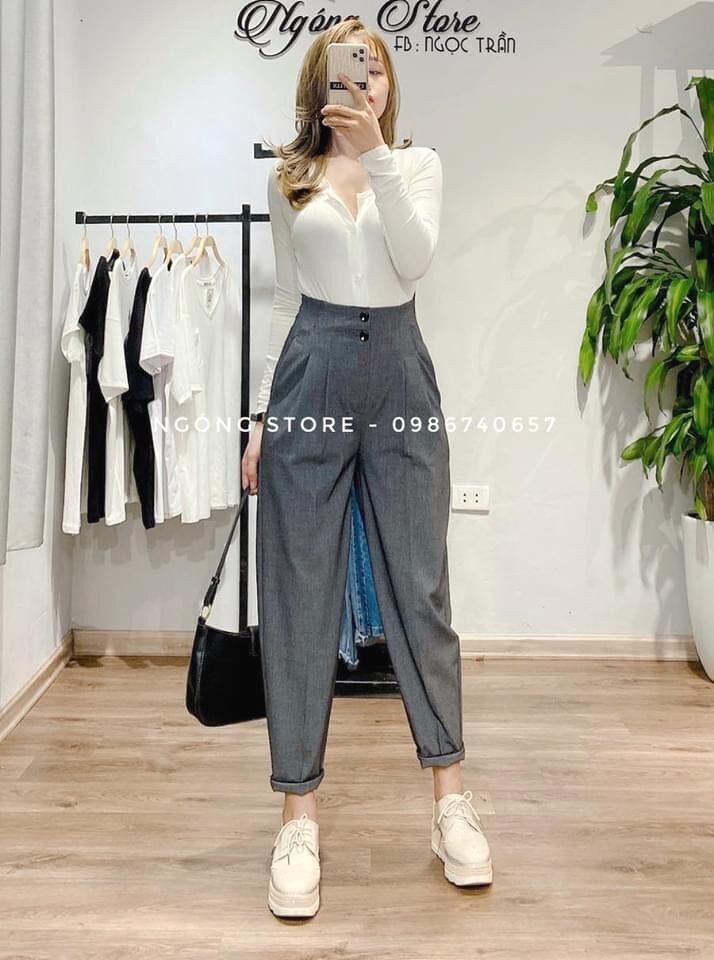 Quần baggy vải 2 khuy hàng đẹp nhiều màu