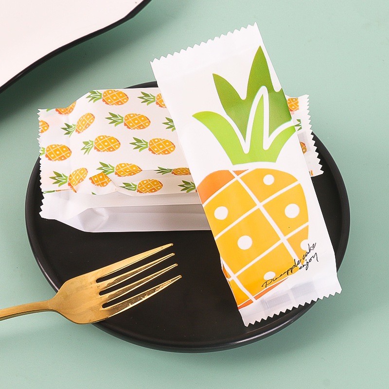 100 vỏ túi bánh dứa 13,5x4,8cm mix 4 mẫu không khay