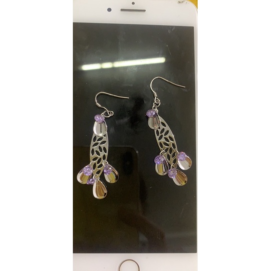 Khuyên tai lá treo dài giọt nước bạc ta pa ct (hạ cánh nơi anh)