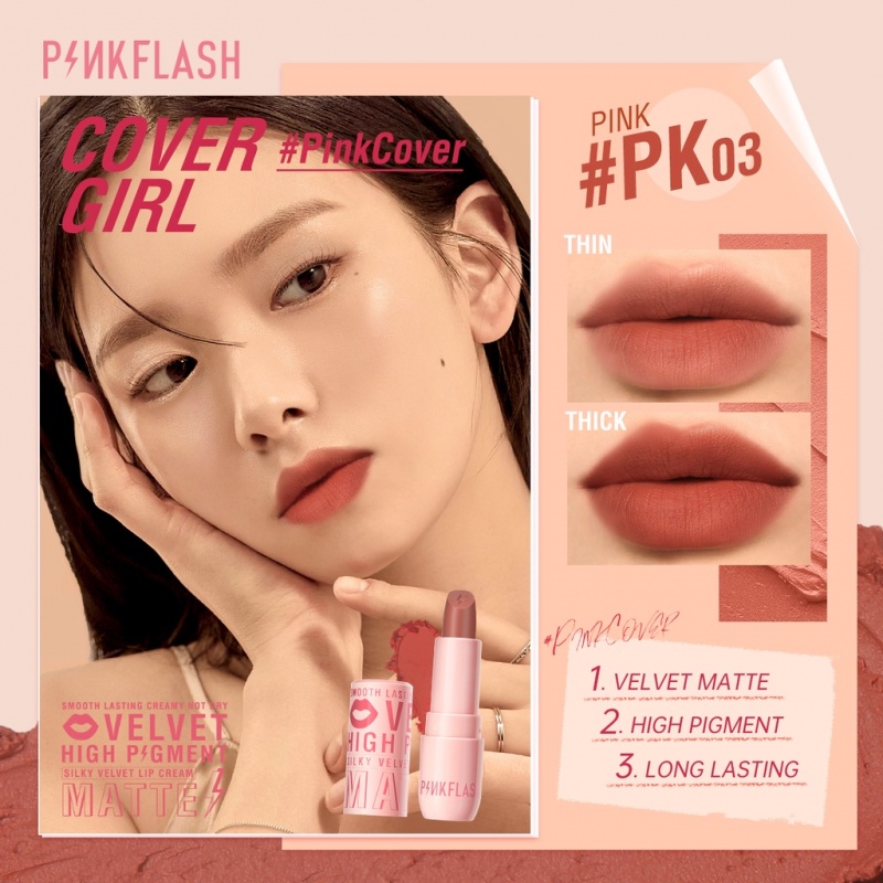 Pinkflash #Son lì mềm mịn lâu trôi lên màu chuẩn PinkCover