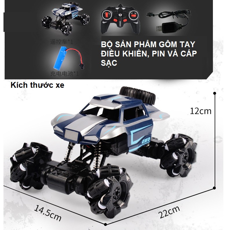 Xe ô tô điều khiển từ xa xoay 360 độ kèm pin sạc và cáp đồ chơi trẻ em