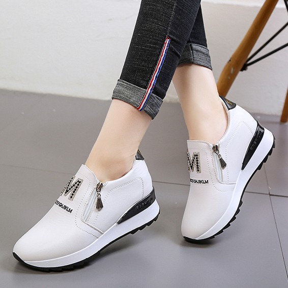 Slip on Giày slip on Tăng Chiều Cao Có Dây Kéo Dành Cho Nữ