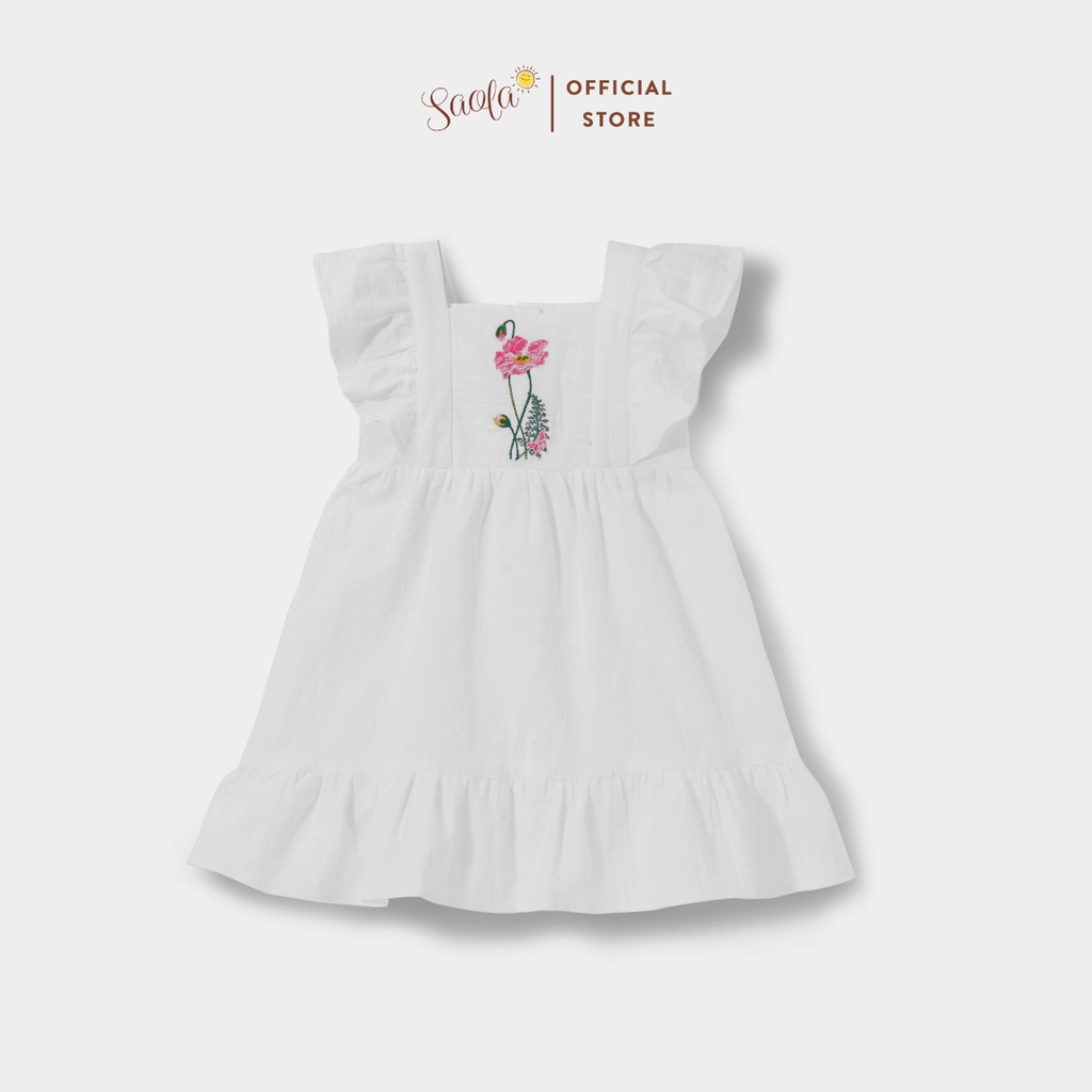 Váy bé gái cotton trắng thêu hoa đáng yêu - OLIVIA DRESS - DRC029 - SAOLA CLOTHING