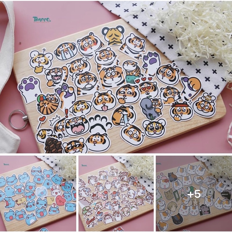 Sticker dán 40 hình Hổ Béo - Mèo Capoo - Among Us - Marvel - Chó Shiba - Mèo Nyanko và nhiều hình dễ thương khác