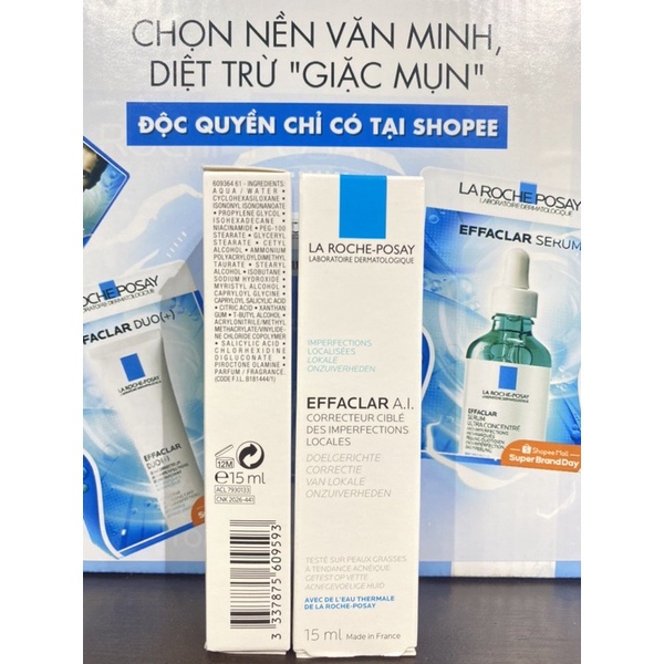 CHÍNH HÃNG 100% - Kem chấm mụn A.I La Roche Posay