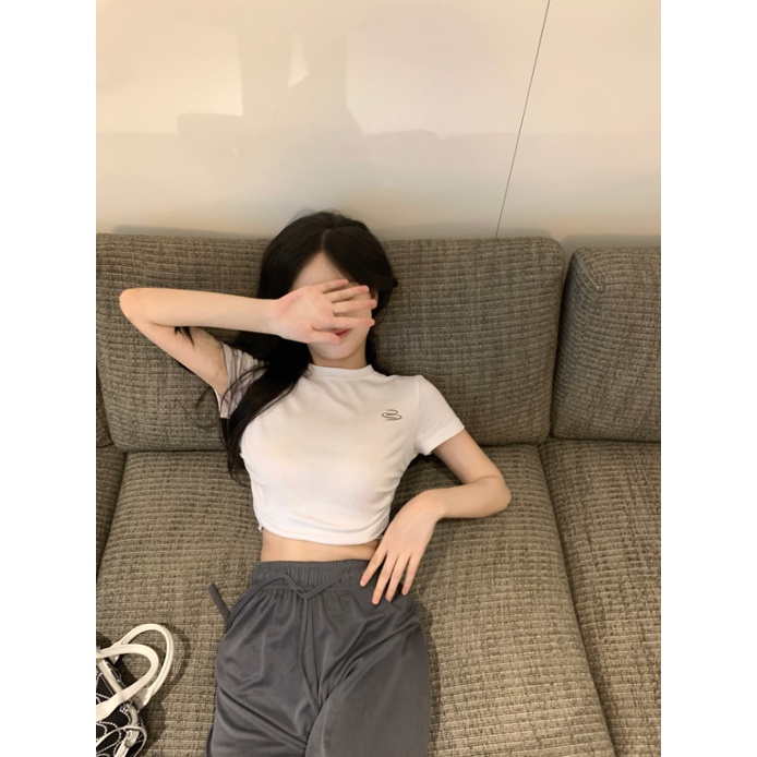 Áo Thun cotton Tay Ngắn Dáng Ôm Thời Trang Hàn Quốc Dành Cho Nữ