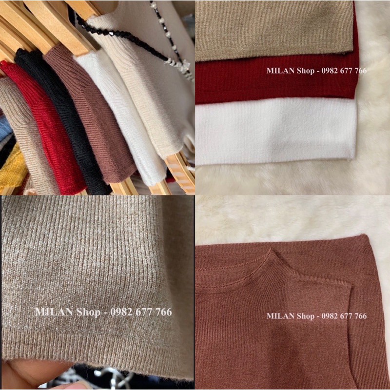 Áo len sát nách cổ tròn, 3phân dệt kim nhiều màu