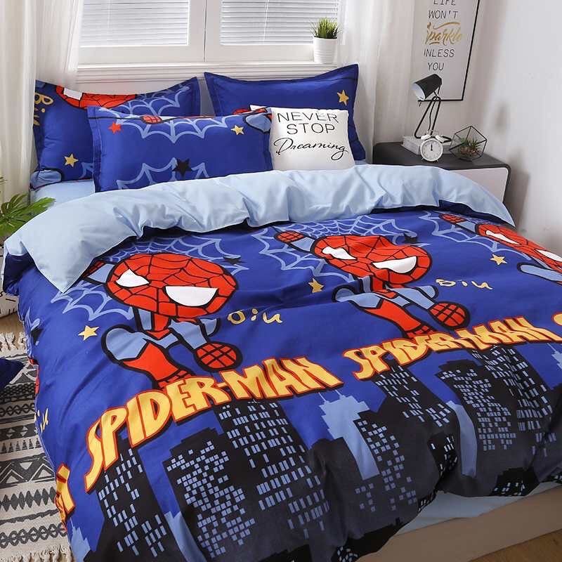 [ RẺ VÔ ĐỊCH] Bộ chăn ga gối poly siêu nhân nhện spiderman💞 FREESHIP 💞 Chăn Ga Gối Nệm Cotton Poly