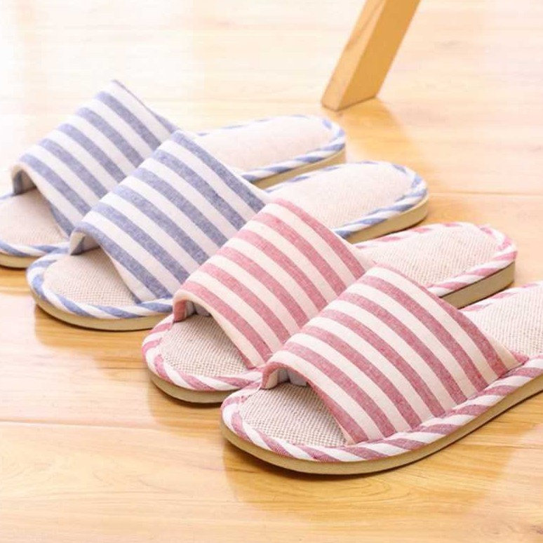Dép lê nam nữ mang đi ở trong nhà văn phòng khách sạn spa mùa đông đế xốp nhẹ vải bố êm chân chống trơn DU1 tienich92
