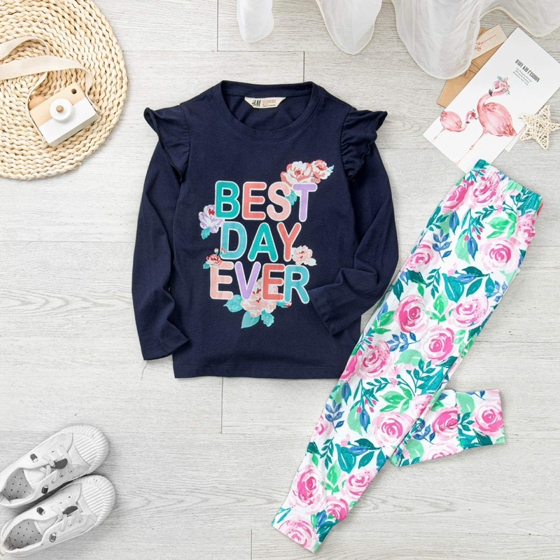 Bộ dài tay bé gái Janeshop, Set quần áo cotton size đại bèo vai cực xinh 18-40kg