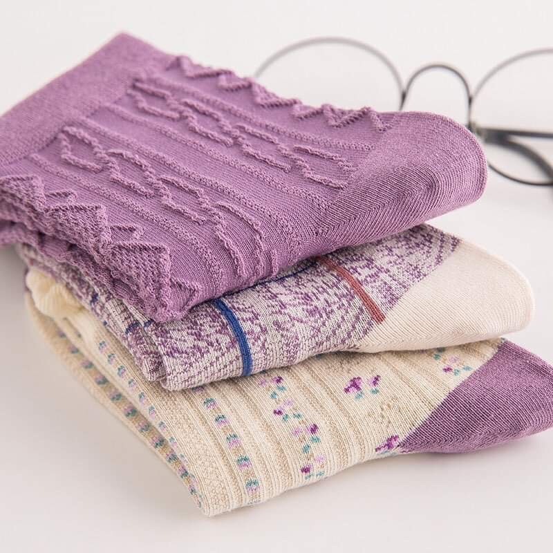 Tất nữ Vintage tím cổ điển, vớ chân cute