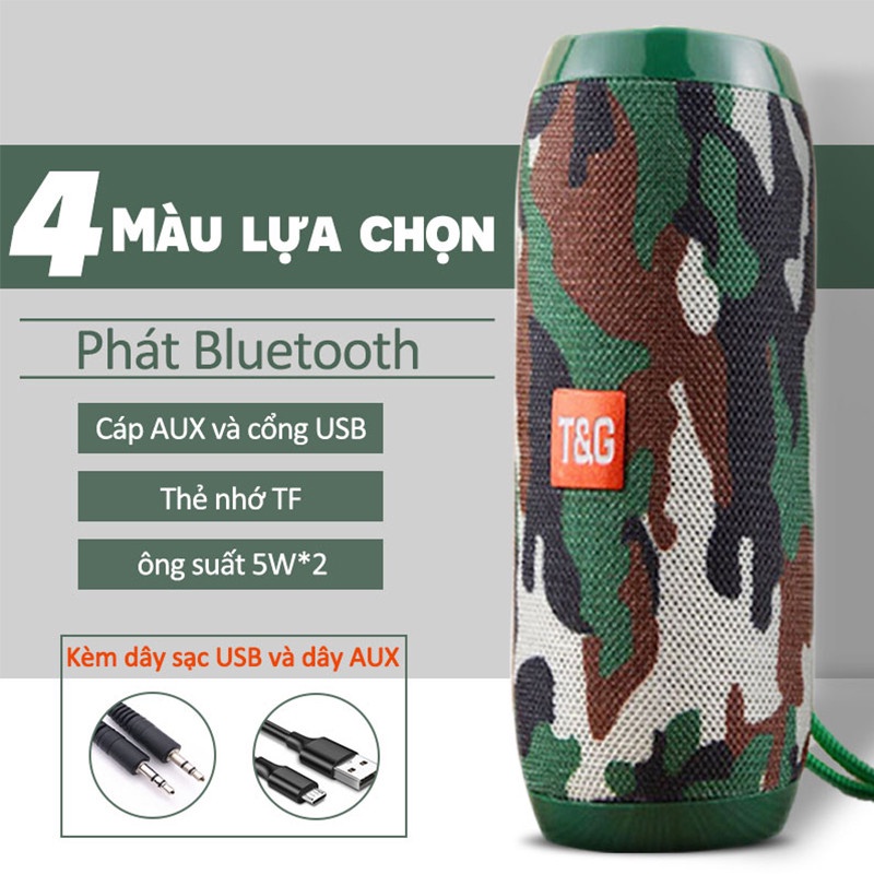 [Mã ELHACE giảm 4% đơn 300K] Loa Bluetooth T&amp;G 117 giá rẻ, hỗ trợ âm thanh bass mạnh