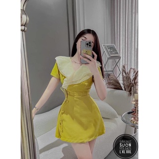 BIGSIZE Đầm phối bèo đắp chéo cột eo 55-95kg