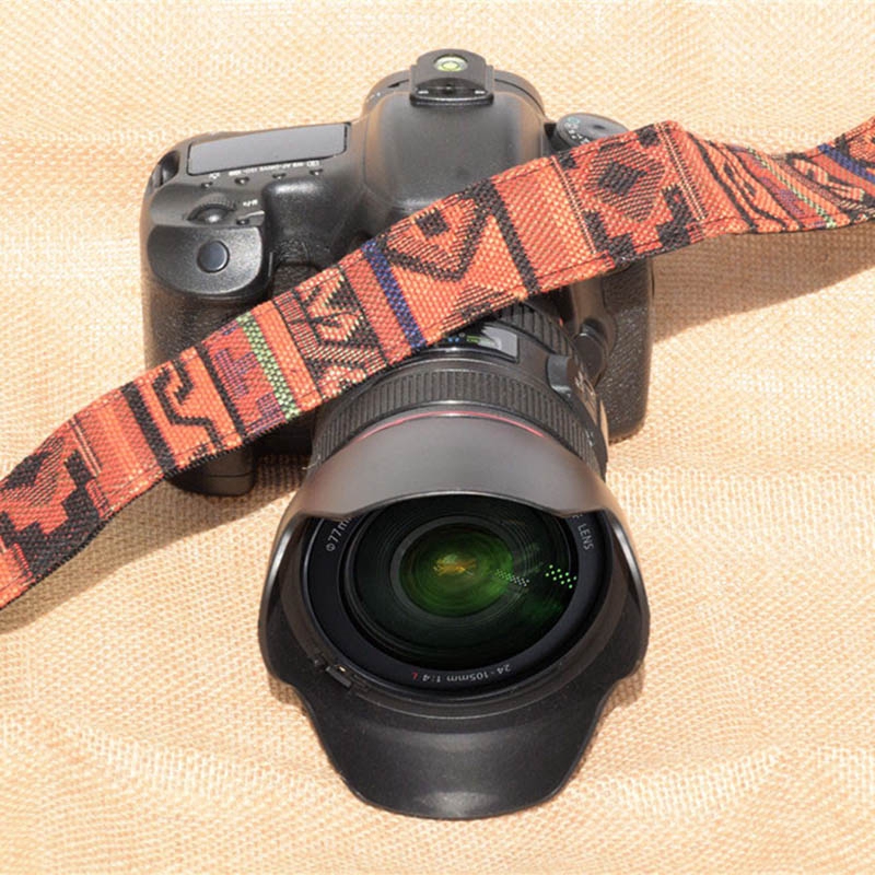 Dây đeo họa tiết thổ cẩm cho máy ảnh Canon Nikon